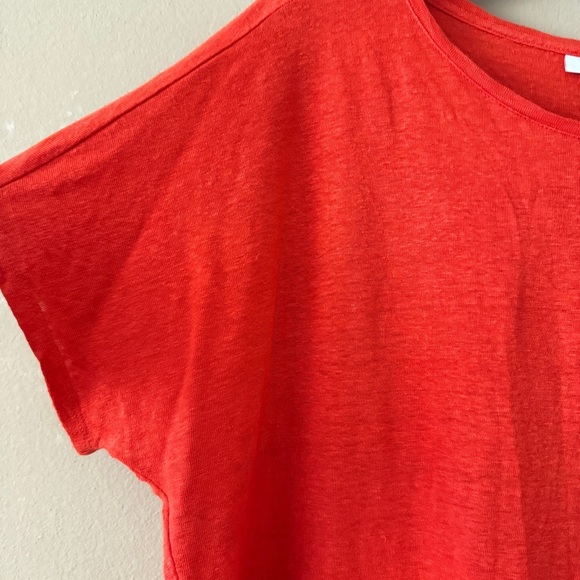 Chico's 100% Linen Red Tie-Front Short Sleeve T-Shirt Size M - Picture 4 of 6